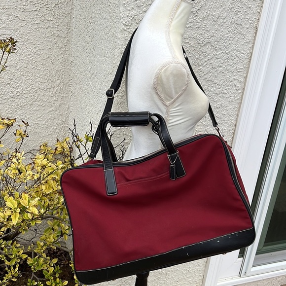 Coach Burgundy Nylon Weekender Suitcase Bag - Picture 1 of 15
